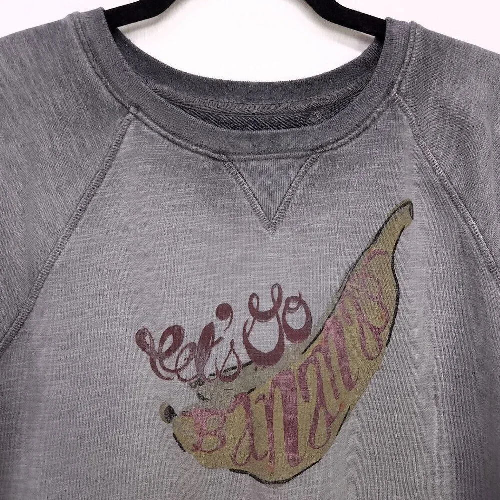 Anthropologie Saturday Sunday Sweatshirt Womens Large Go Bananas Distress Gray_12